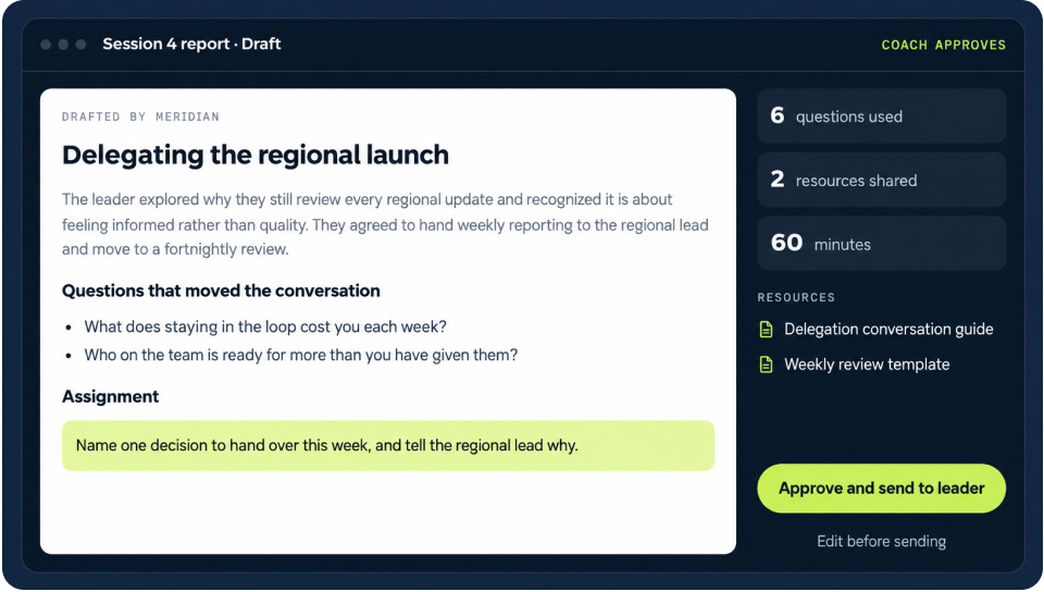 Meridian drafts every session report