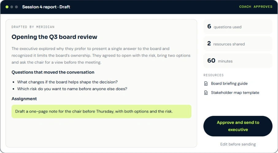 Meridian drafts every session report